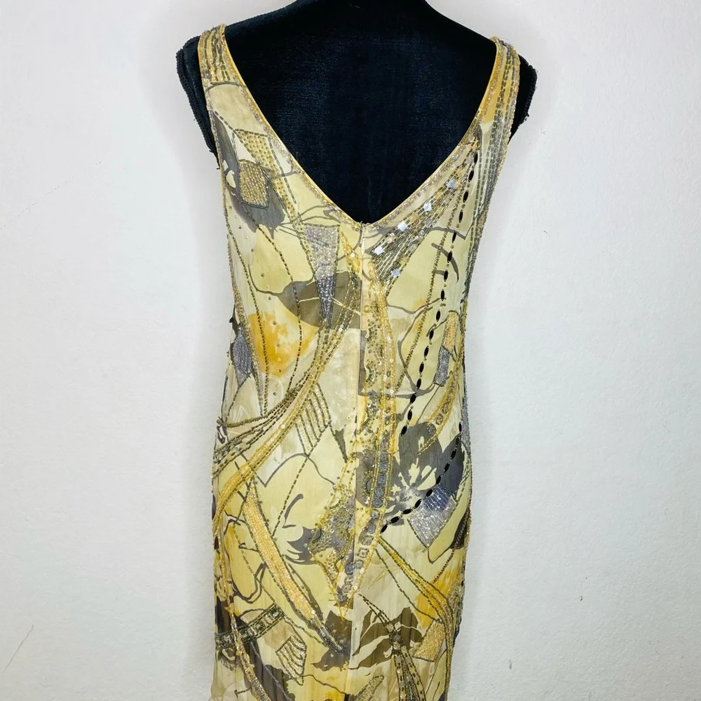 Terani Couture Beaded 100% Silk Dress Size 8 - Picture 5 of 7
